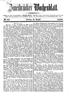 Zweibrücker Wochenblatt Freitag 15. August 1856