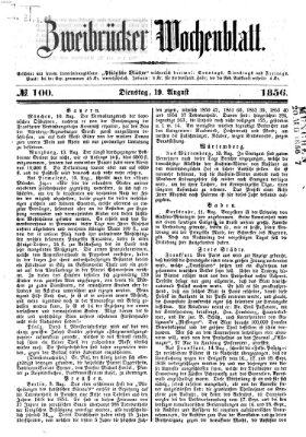 Zweibrücker Wochenblatt Dienstag 19. August 1856