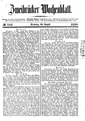 Zweibrücker Wochenblatt Dienstag 26. August 1856