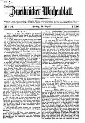 Zweibrücker Wochenblatt Freitag 29. August 1856