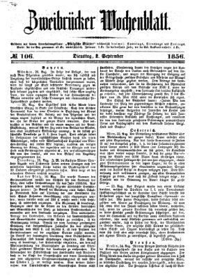 Zweibrücker Wochenblatt Dienstag 2. September 1856