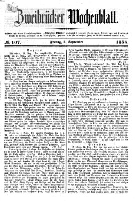 Zweibrücker Wochenblatt Freitag 5. September 1856