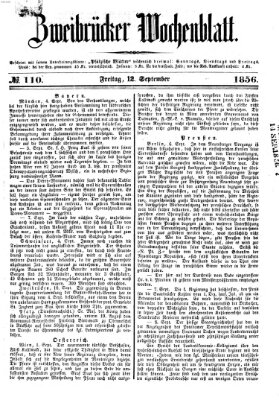 Zweibrücker Wochenblatt Freitag 12. September 1856