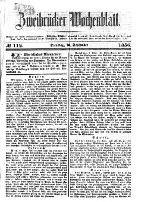 Zweibrücker Wochenblatt Dienstag 16. September 1856