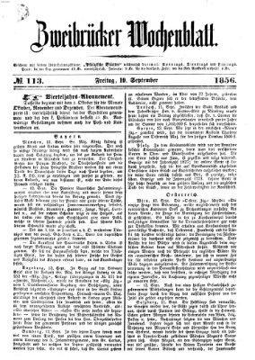 Zweibrücker Wochenblatt Freitag 19. September 1856