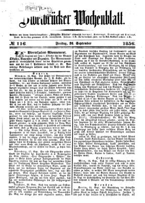 Zweibrücker Wochenblatt Freitag 26. September 1856