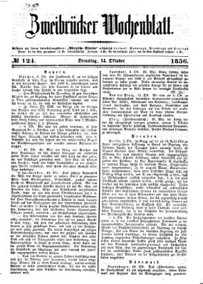 Zweibrücker Wochenblatt Dienstag 14. Oktober 1856