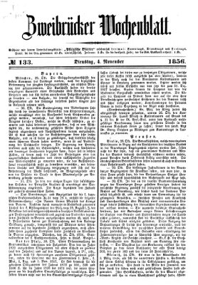 Zweibrücker Wochenblatt Dienstag 4. November 1856