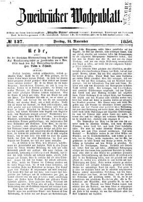 Zweibrücker Wochenblatt Freitag 14. November 1856