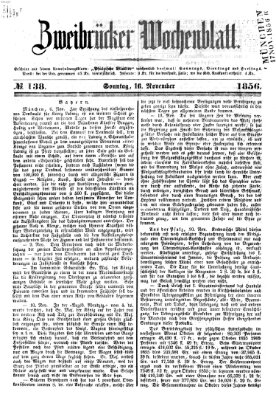 Zweibrücker Wochenblatt Sonntag 16. November 1856