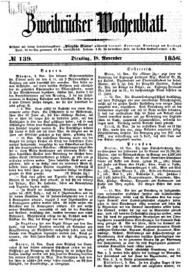 Zweibrücker Wochenblatt Dienstag 18. November 1856