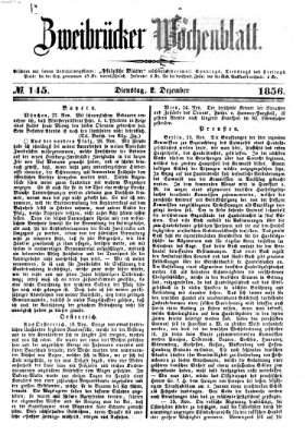 Zweibrücker Wochenblatt Dienstag 2. Dezember 1856