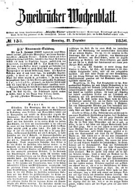 Zweibrücker Wochenblatt Sonntag 21. Dezember 1856