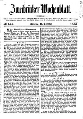 Zweibrücker Wochenblatt Dienstag 23. Dezember 1856