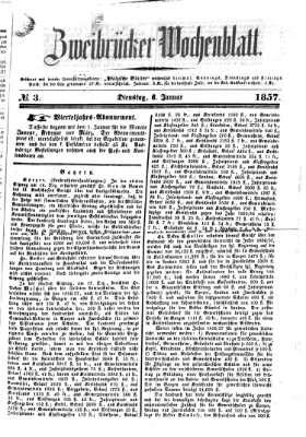 Zweibrücker Wochenblatt Dienstag 6. Januar 1857