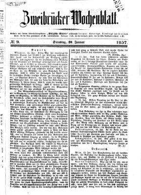 Zweibrücker Wochenblatt Dienstag 20. Januar 1857