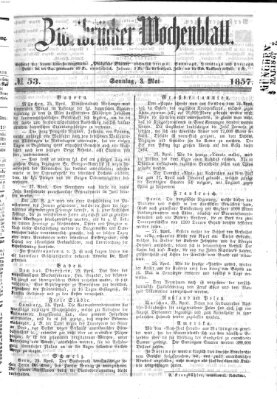 Zweibrücker Wochenblatt Sonntag 3. Mai 1857