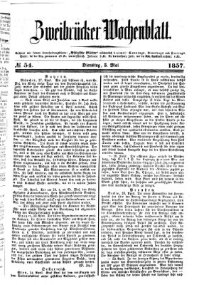 Zweibrücker Wochenblatt Dienstag 5. Mai 1857