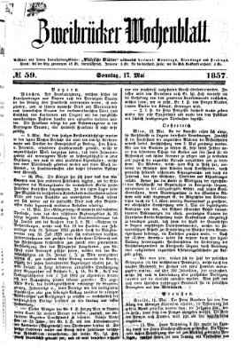 Zweibrücker Wochenblatt Sonntag 17. Mai 1857