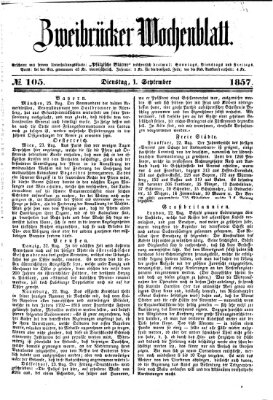 Zweibrücker Wochenblatt Dienstag 1. September 1857