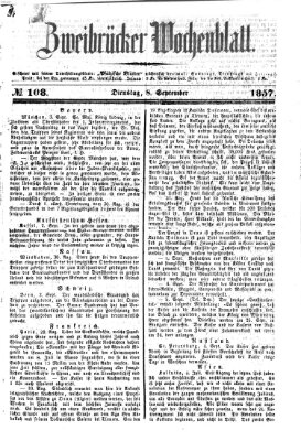 Zweibrücker Wochenblatt Dienstag 8. September 1857