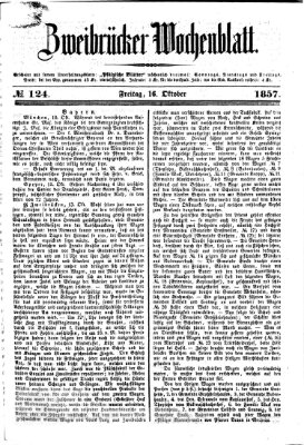 Zweibrücker Wochenblatt Freitag 16. Oktober 1857