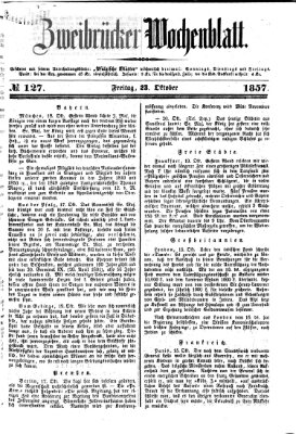 Zweibrücker Wochenblatt Freitag 23. Oktober 1857