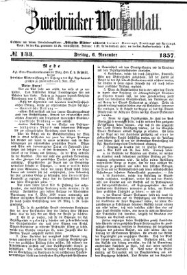 Zweibrücker Wochenblatt Freitag 6. November 1857