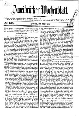 Zweibrücker Wochenblatt Freitag 20. November 1857