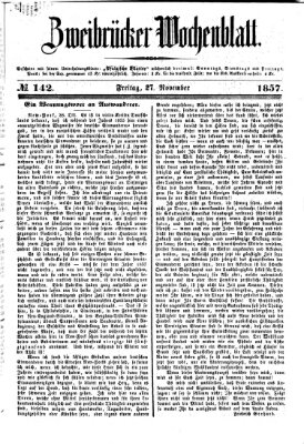 Zweibrücker Wochenblatt Freitag 27. November 1857