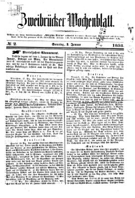 Zweibrücker Wochenblatt Sonntag 3. Januar 1858