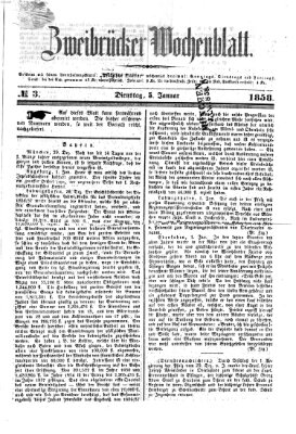 Zweibrücker Wochenblatt Dienstag 5. Januar 1858