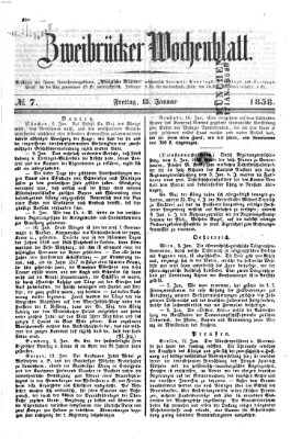 Zweibrücker Wochenblatt Freitag 15. Januar 1858