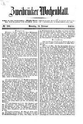 Zweibrücker Wochenblatt Sonntag 14. Februar 1858