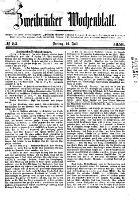 Zweibrücker Wochenblatt Freitag 16. Juli 1858