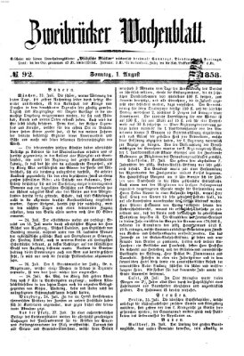 Zweibrücker Wochenblatt Sonntag 1. August 1858