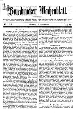 Zweibrücker Wochenblatt Sonntag 5. September 1858