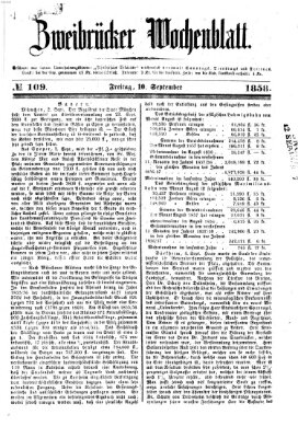 Zweibrücker Wochenblatt Freitag 10. September 1858