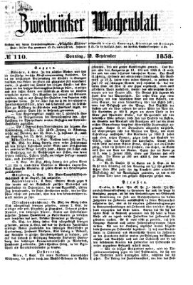 Zweibrücker Wochenblatt Sonntag 12. September 1858