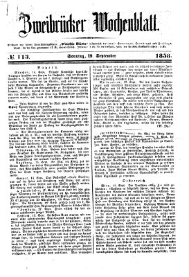 Zweibrücker Wochenblatt Sonntag 19. September 1858