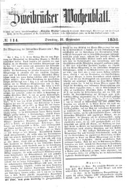 Zweibrücker Wochenblatt Dienstag 21. September 1858