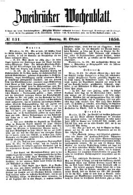 Zweibrücker Wochenblatt Sonntag 31. Oktober 1858