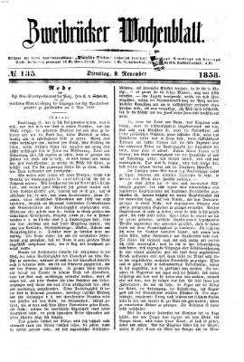 Zweibrücker Wochenblatt Dienstag 9. November 1858