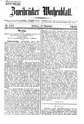 Zweibrücker Wochenblatt Sonntag 14. November 1858