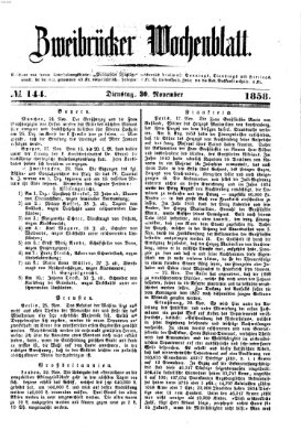 Zweibrücker Wochenblatt Dienstag 30. November 1858