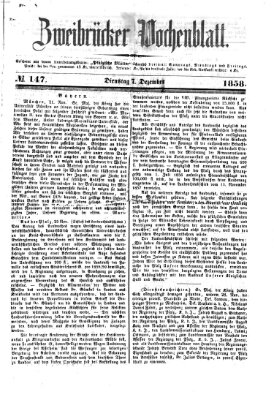 Zweibrücker Wochenblatt Dienstag 7. Dezember 1858