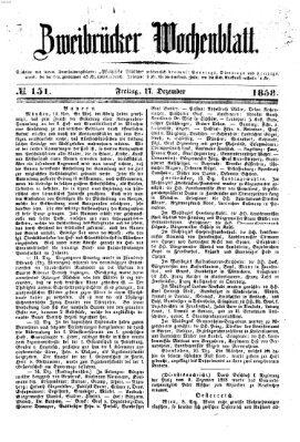 Zweibrücker Wochenblatt Freitag 17. Dezember 1858