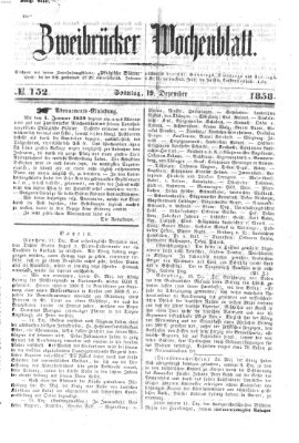 Zweibrücker Wochenblatt Sonntag 19. Dezember 1858