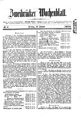 Zweibrücker Wochenblatt Freitag 14. Januar 1859