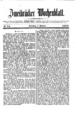 Zweibrücker Wochenblatt Dienstag 1. Februar 1859